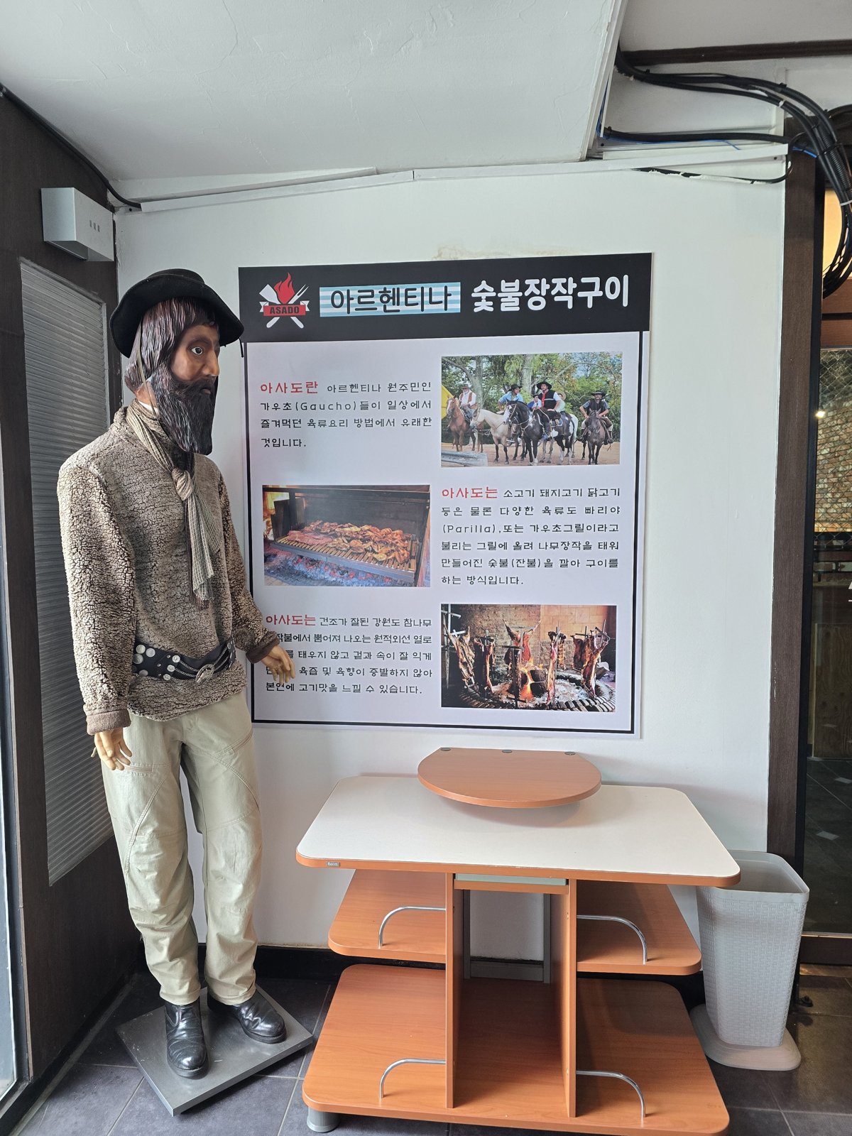 아사도 아르헨티나 숯불장작구이 설명 안내판