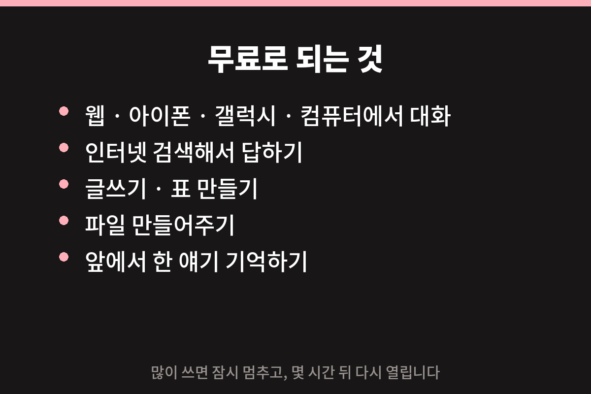 클로드 AI 무료로 되는 기능 목록 카드