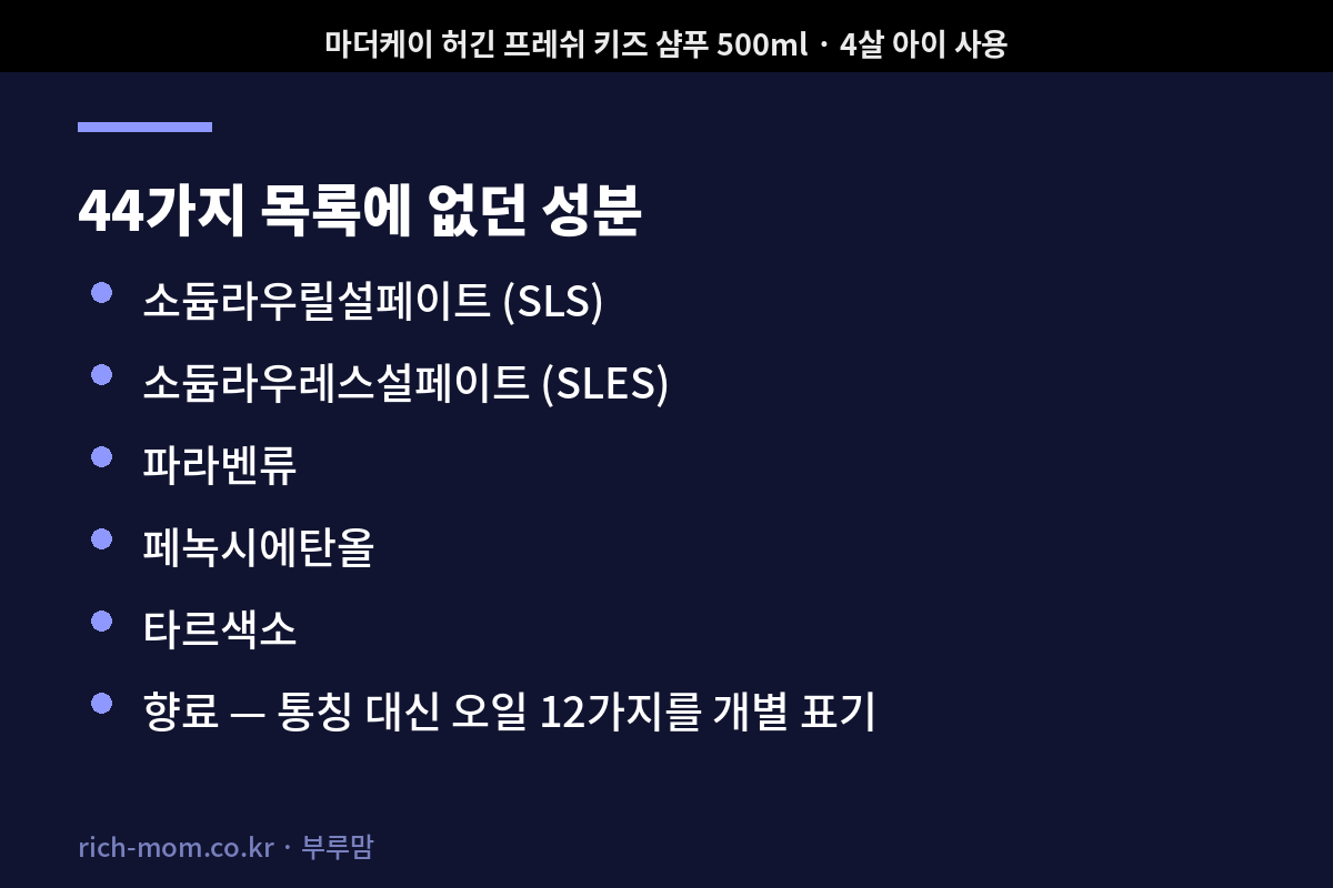키즈 샴푸 성분 44가지 목록에 없던 성분 정리