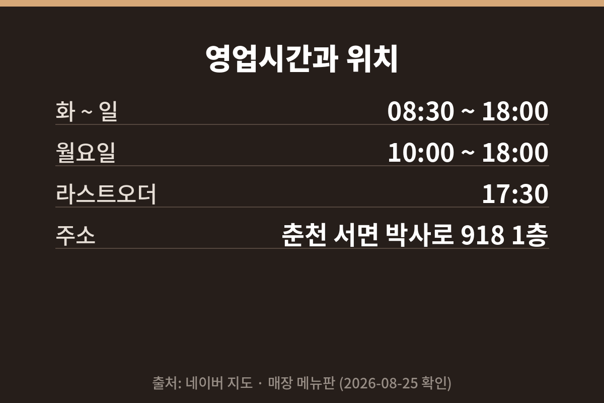춘천 밀크티 플러스마이너스 박사마을점 영업시간