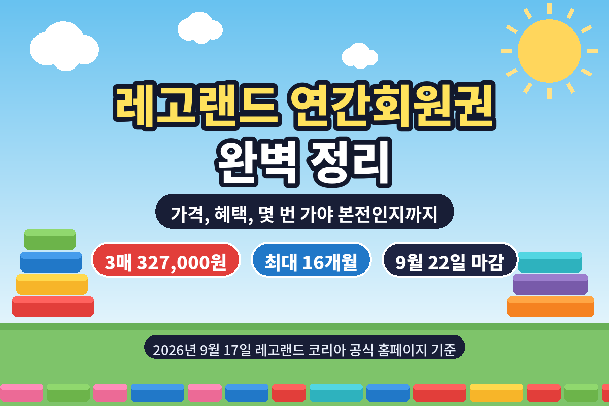 레고랜드 연간회원권 가격과 판매 마감일을 적은 그림