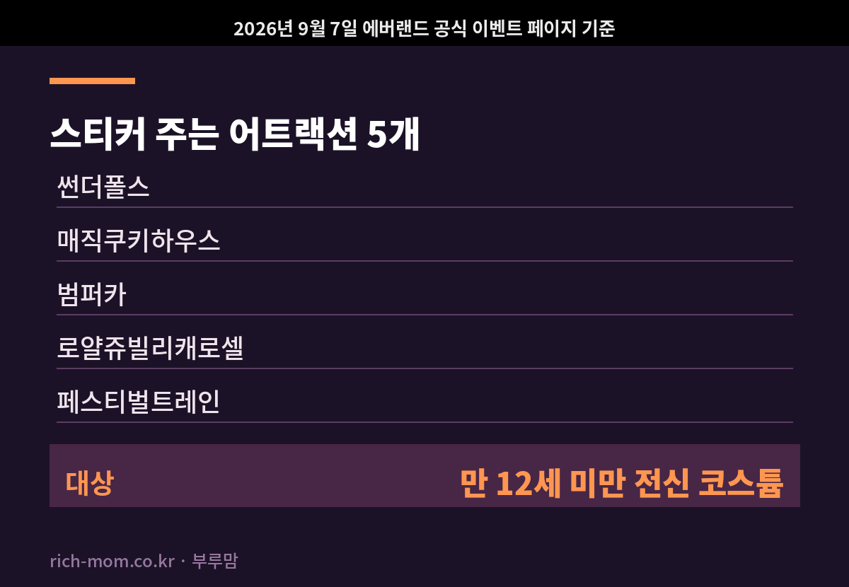 레니앤프렌즈 스티커 참여 어트랙션 다섯 곳