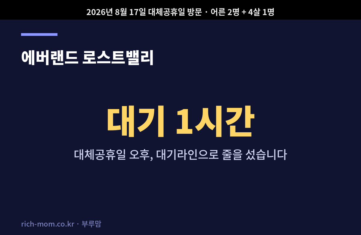 에버랜드 로스트밸리 대기 1시간 요약 카드